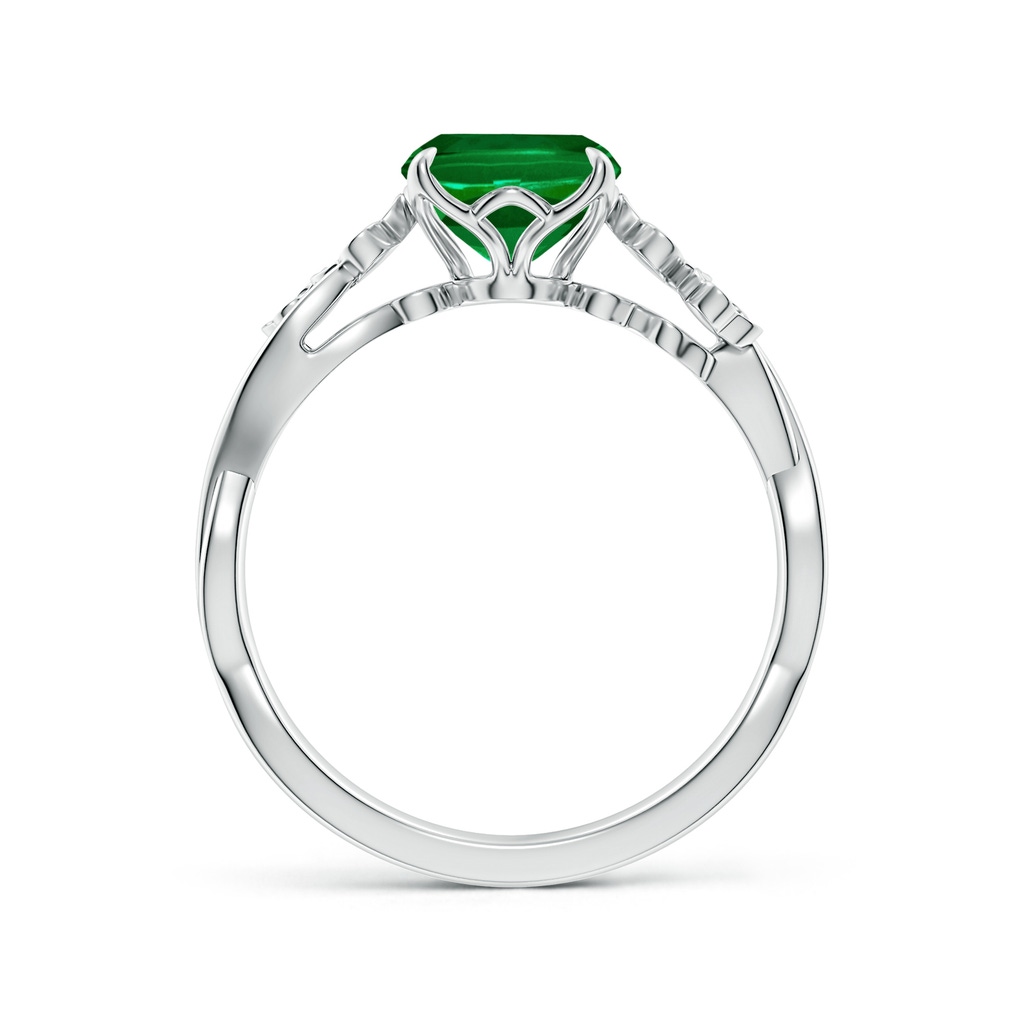 9x7mm Labgrown Lab-Grown Nature-Inspired Cushion Rectangular Emerald Floral Engagement Ring in White Gold Side 199