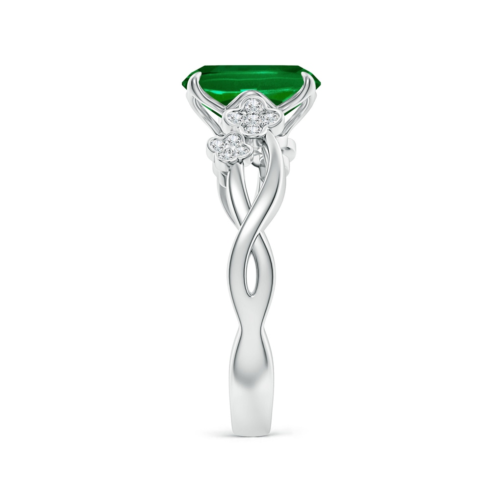 9x7mm Labgrown Lab-Grown Nature-Inspired Cushion Rectangular Emerald Floral Engagement Ring in White Gold Side 299