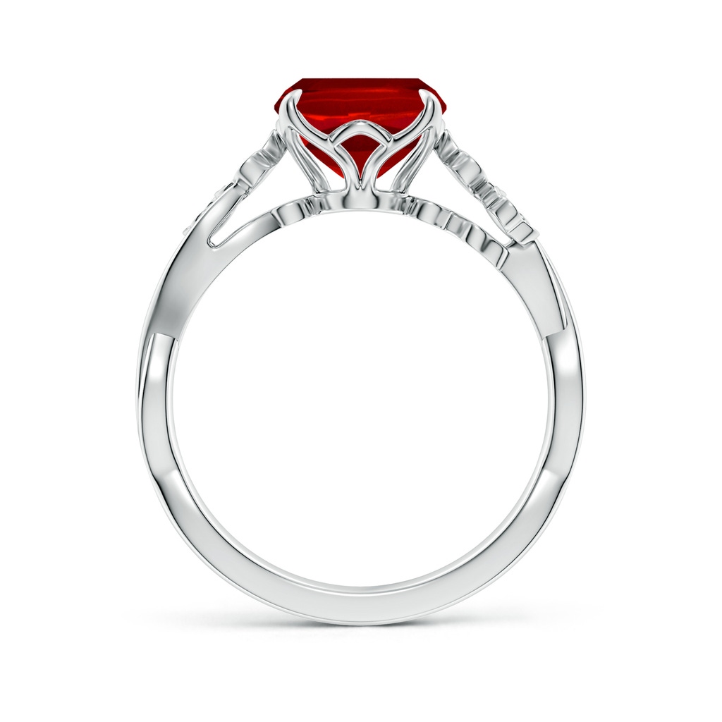 10x8mm Labgrown Lab-Grown Nature-Inspired Cushion Rectangular Ruby Floral Engagement Ring in P950 Platinum - side 199