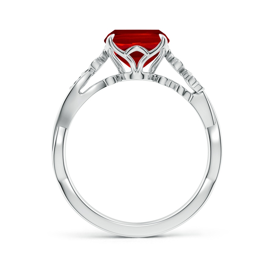 10x8mm Labgrown Lab-Grown Nature-Inspired Cushion Rectangular Ruby Floral Engagement Ring in White Gold side 199