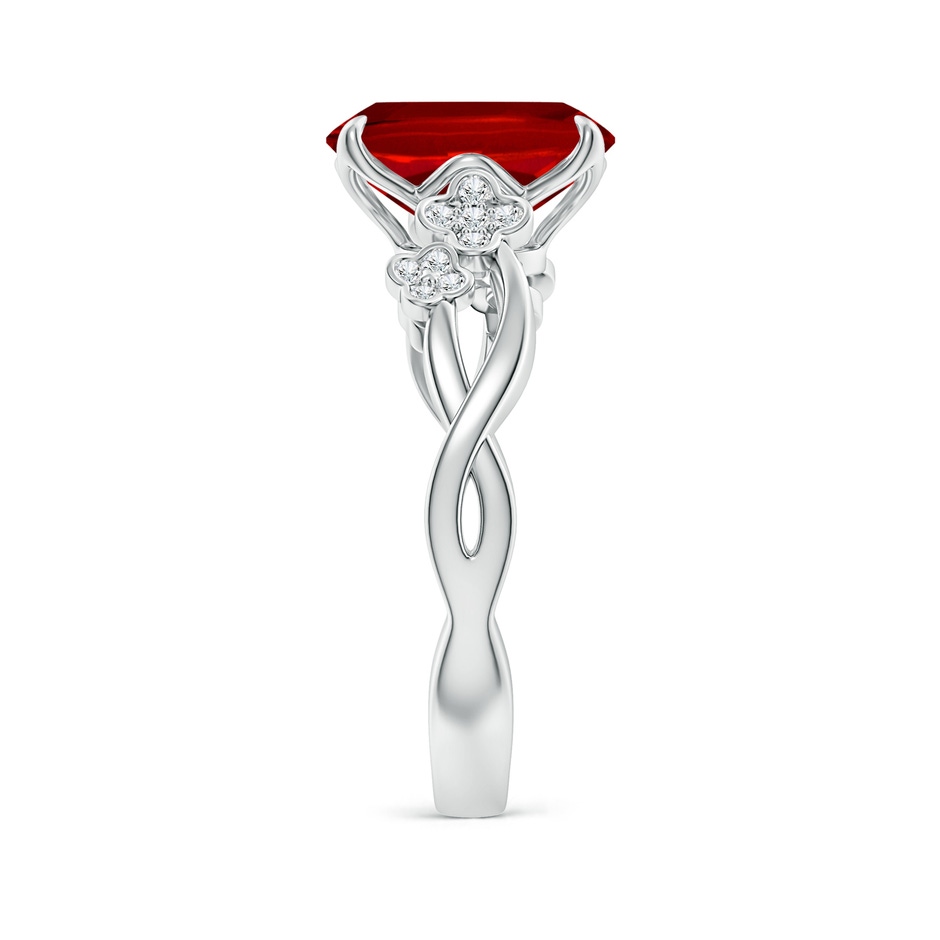 10x8mm Labgrown Lab-Grown Nature-Inspired Cushion Rectangular Ruby Floral Engagement Ring in White Gold side 299