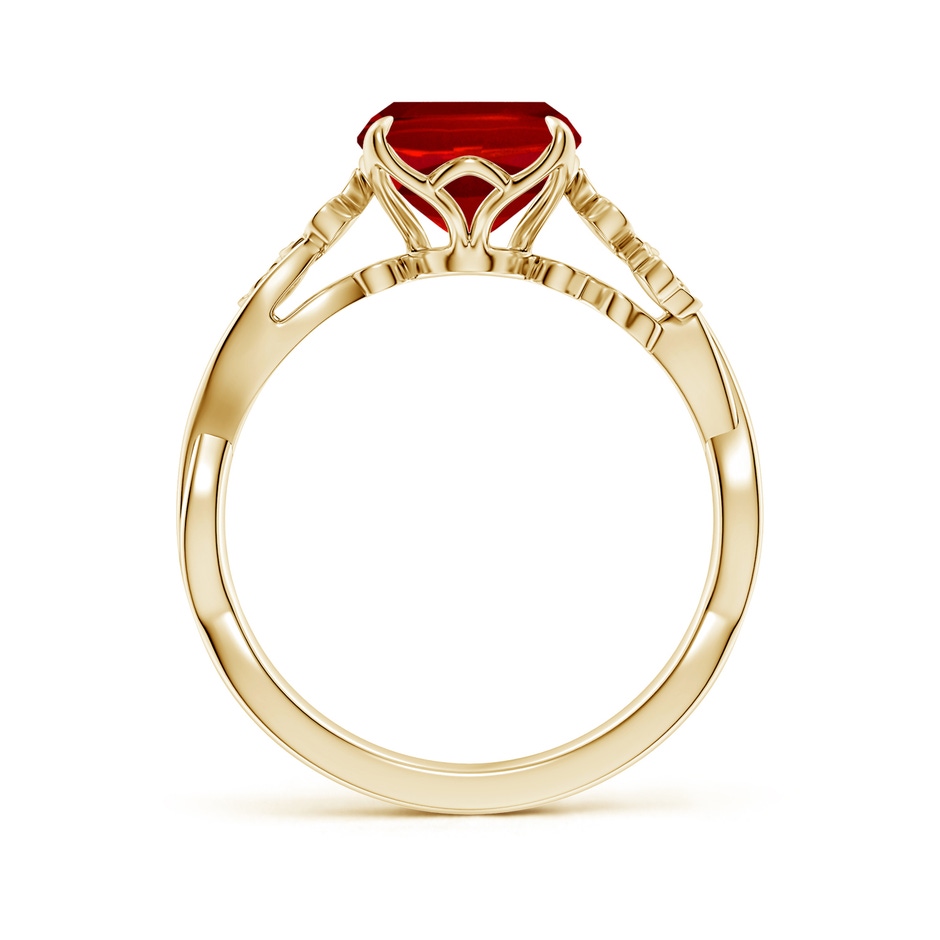 10x8mm Labgrown Lab-Grown Nature-Inspired Cushion Rectangular Ruby Floral Engagement Ring in Yellow Gold side 199
