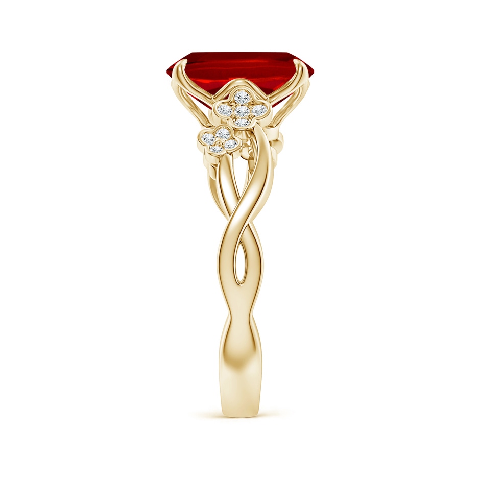 10x8mm Labgrown Lab-Grown Nature-Inspired Cushion Rectangular Ruby Floral Engagement Ring in Yellow Gold side 299