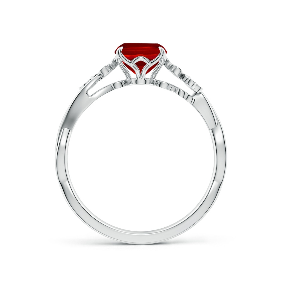 8x6mm Labgrown Lab-Grown Nature-Inspired Cushion Rectangular Ruby Floral Engagement Ring in 18K White Gold side 199