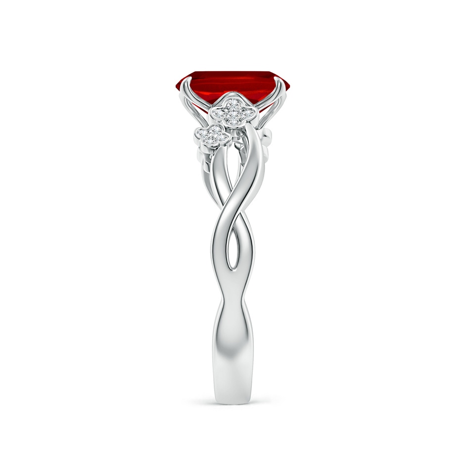 8x6mm Labgrown Lab-Grown Nature-Inspired Cushion Rectangular Ruby Floral Engagement Ring in White Gold side 299