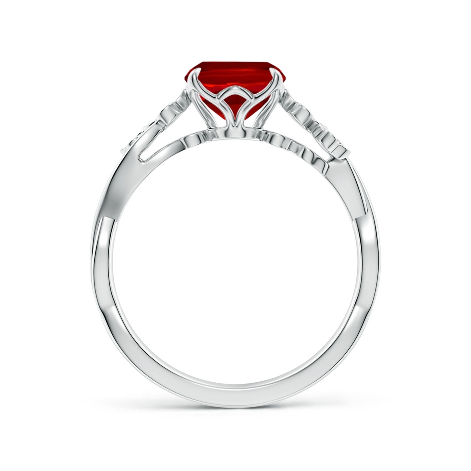 9x7mm Labgrown Lab-Grown Nature-Inspired Cushion Rectangular Ruby Floral Engagement Ring in White Gold side 199