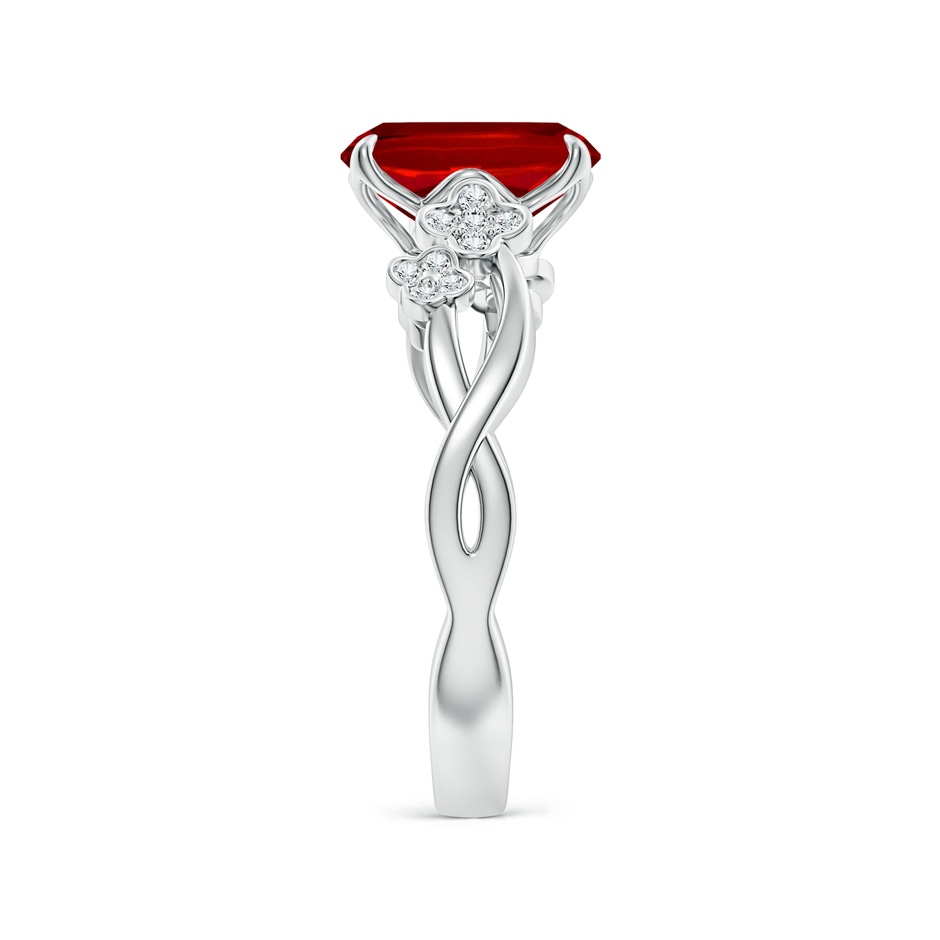 9x7mm Labgrown Lab-Grown Nature-Inspired Cushion Rectangular Ruby Floral Engagement Ring in White Gold side 299