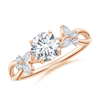 5.9mm FGVS Lab-Grown Round Diamond Butterfly Engagement Ring in Rose Gold