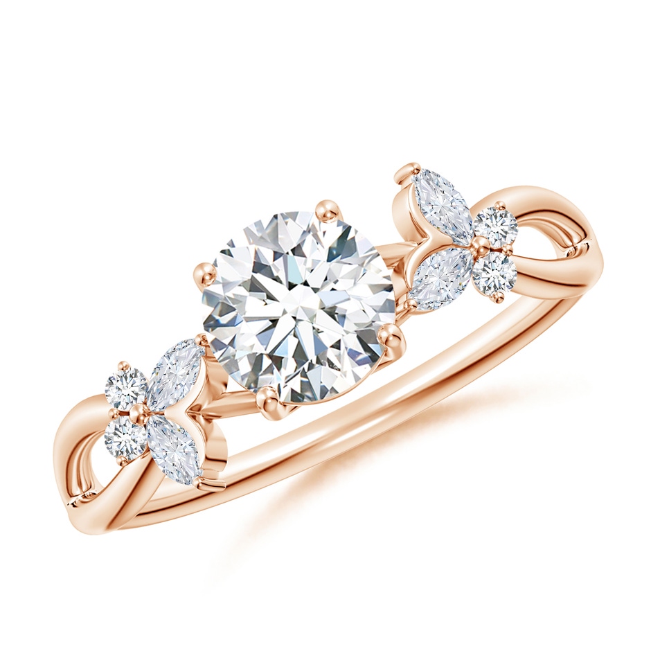 5.9mm FGVS Lab-Grown Round Diamond Butterfly Engagement Ring in Rose Gold 