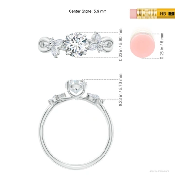 Lab-Grown Round Diamond Butterfly Engagement Ring