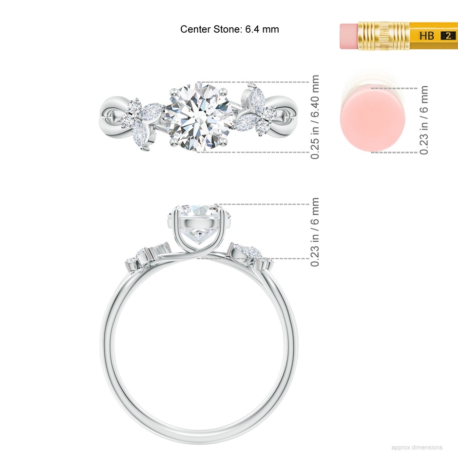 6.4mm FGVS Lab-Grown Round Diamond Butterfly Engagement Ring in 18K White Gold ruler