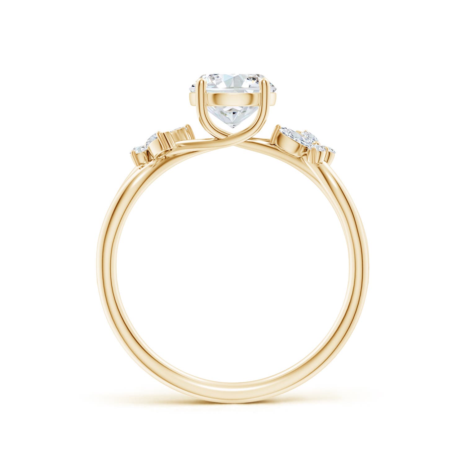 6.4mm FGVS Lab-Grown Round Diamond Butterfly Engagement Ring in Yellow Gold