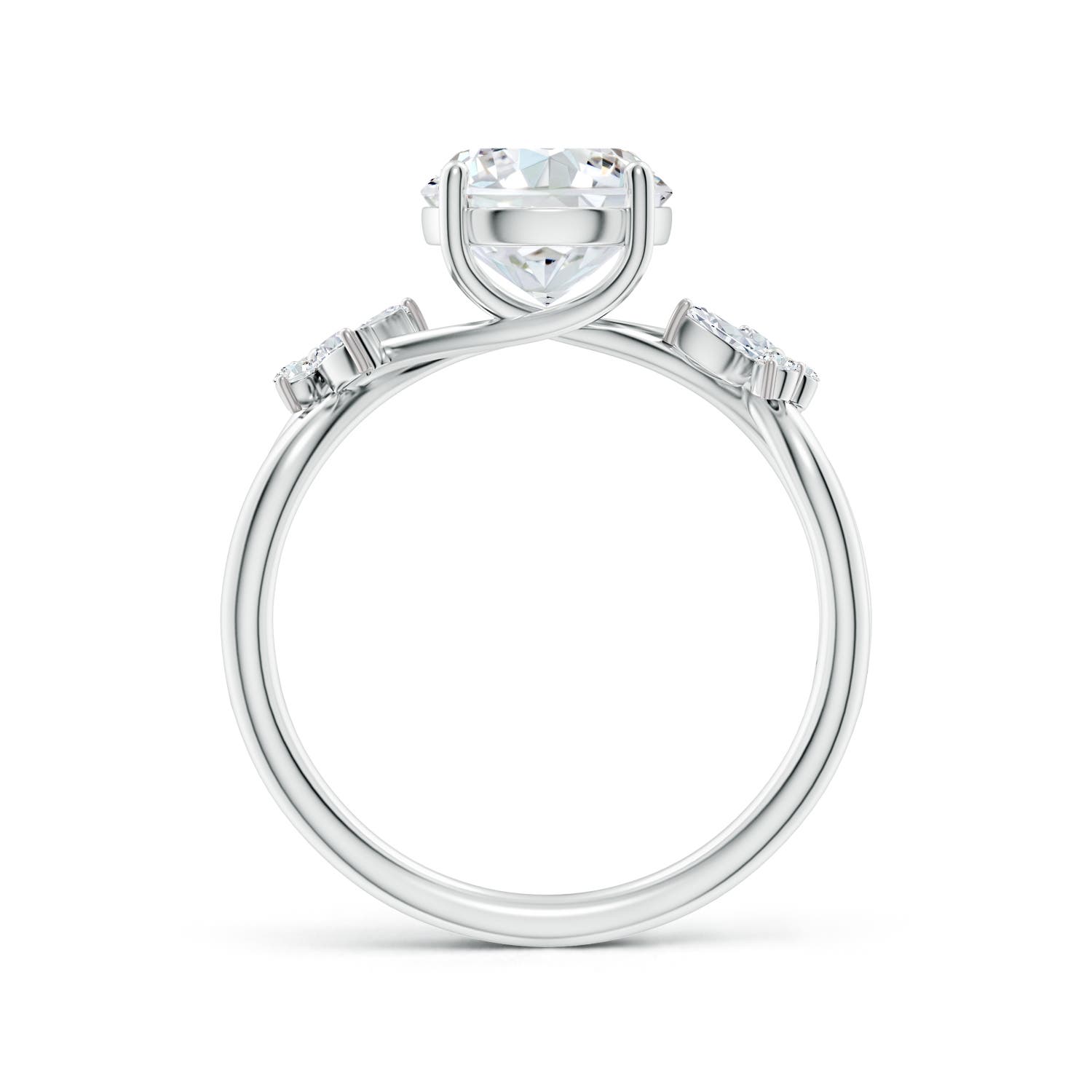 8mm FGVS Lab-Grown Round Diamond Butterfly Engagement Ring in White Gold - side 3