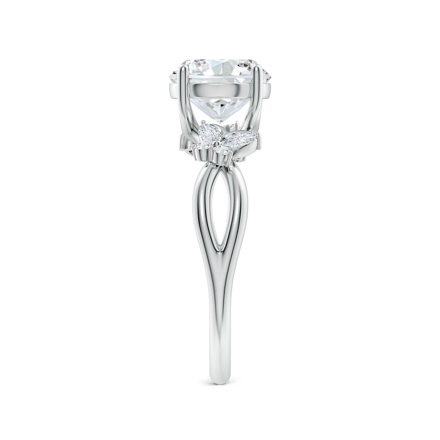 8mm FGVS Lab-Grown Round Diamond Butterfly Engagement Ring in White Gold - side 4