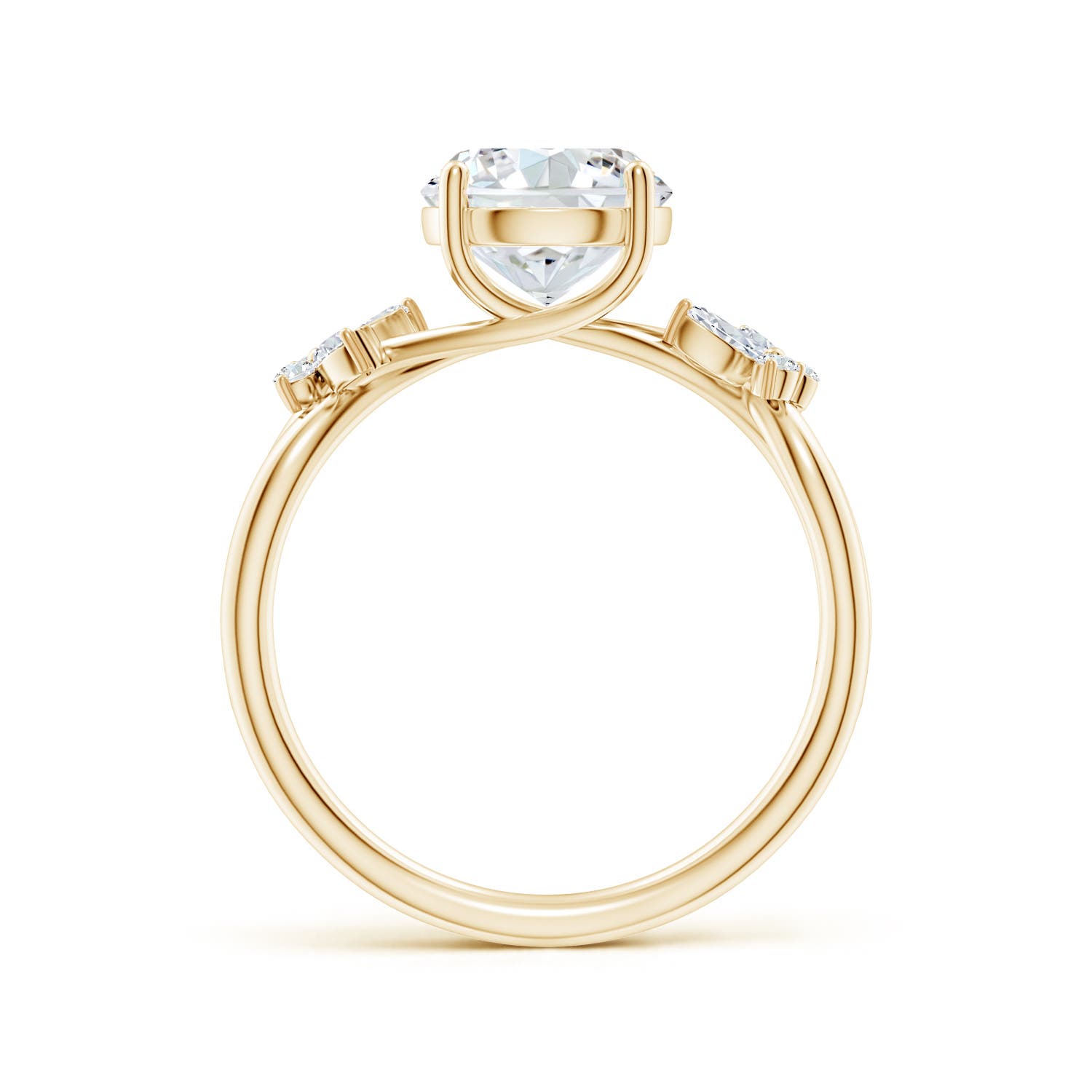 8mm FGVS Lab-Grown Round Diamond Butterfly Engagement Ring in Yellow Gold