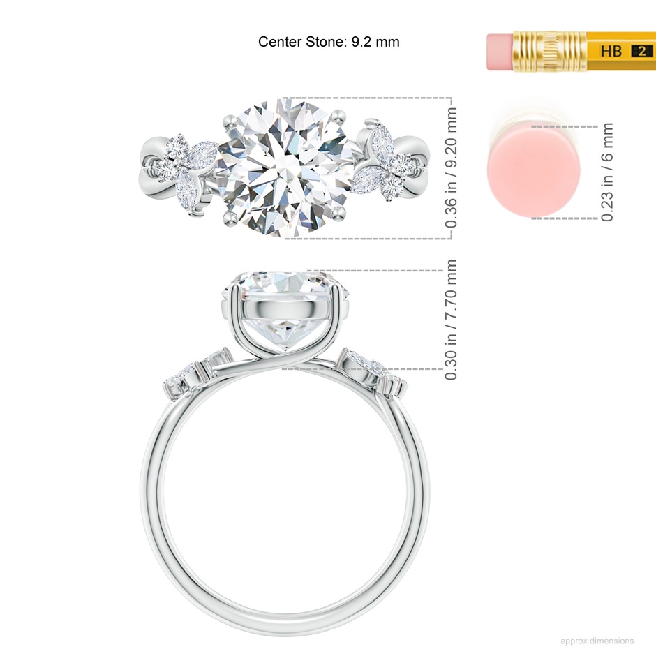 9.2mm FGVS Lab-Grown Round Diamond Butterfly Engagement Ring in White Gold ruler