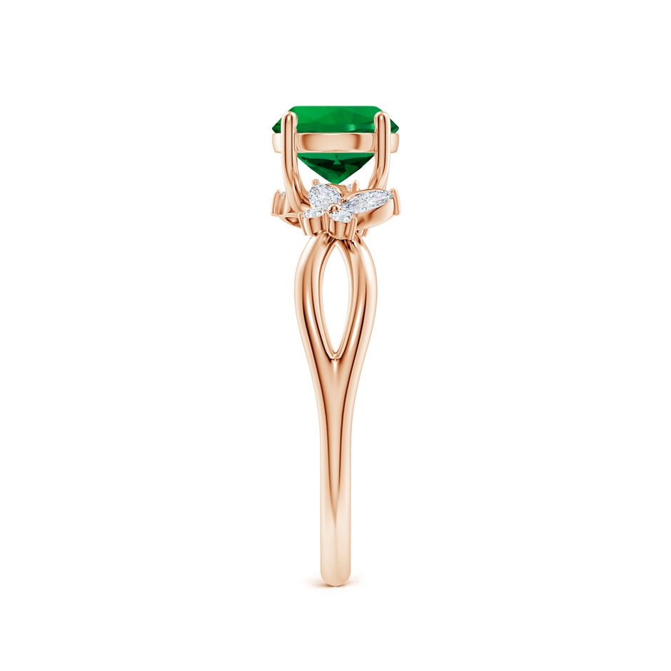 6.5mm Labgrown Lab-Grown Round Emerald Butterfly Engagement Ring in 18K Rose Gold side 299