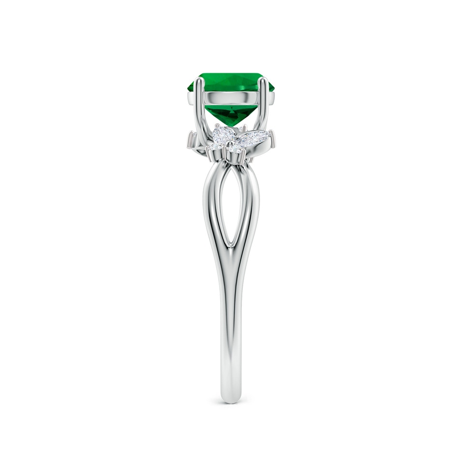 6.5mm Labgrown Lab-Grown Round Emerald Butterfly Engagement Ring in P950 Platinum side 299