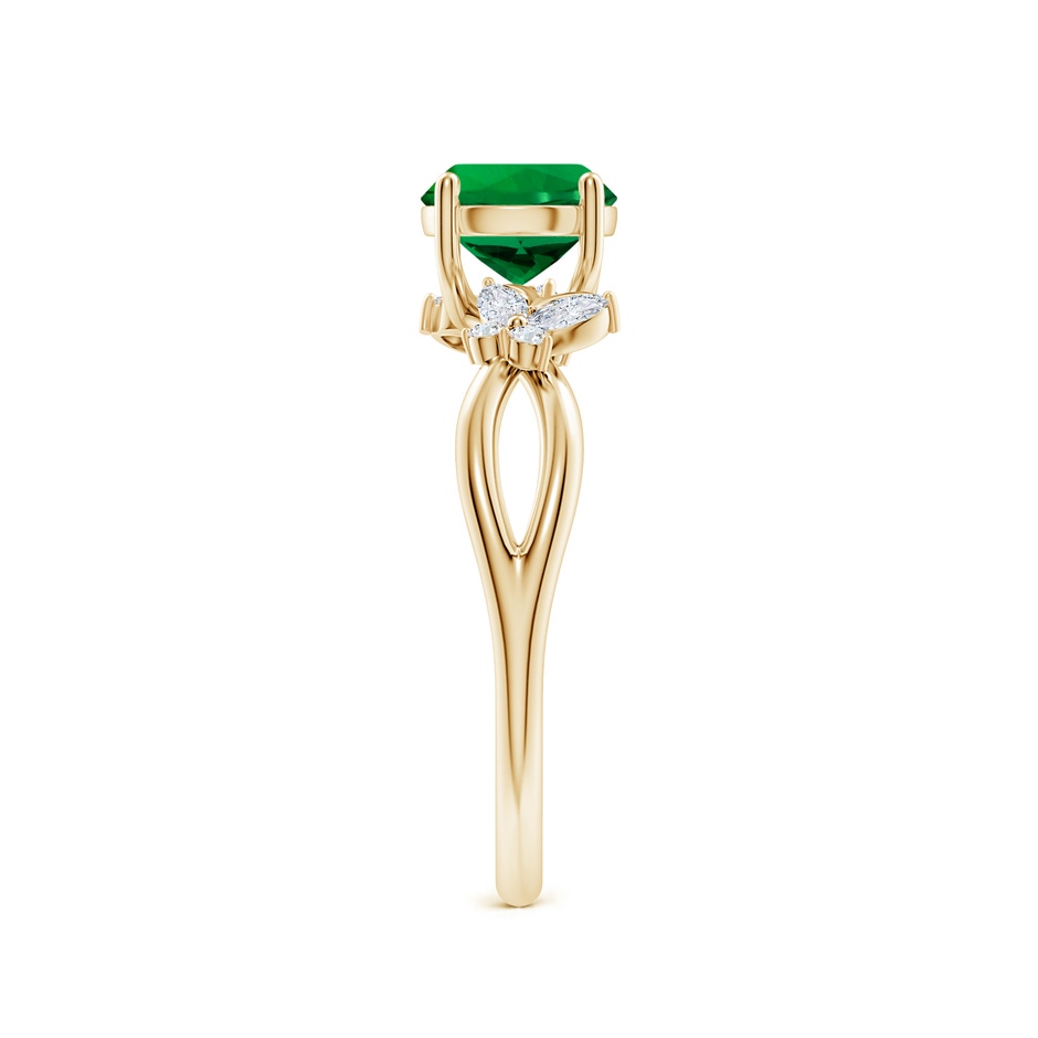 6.5mm Labgrown Lab-Grown Round Emerald Butterfly Engagement Ring in Yellow Gold side 299