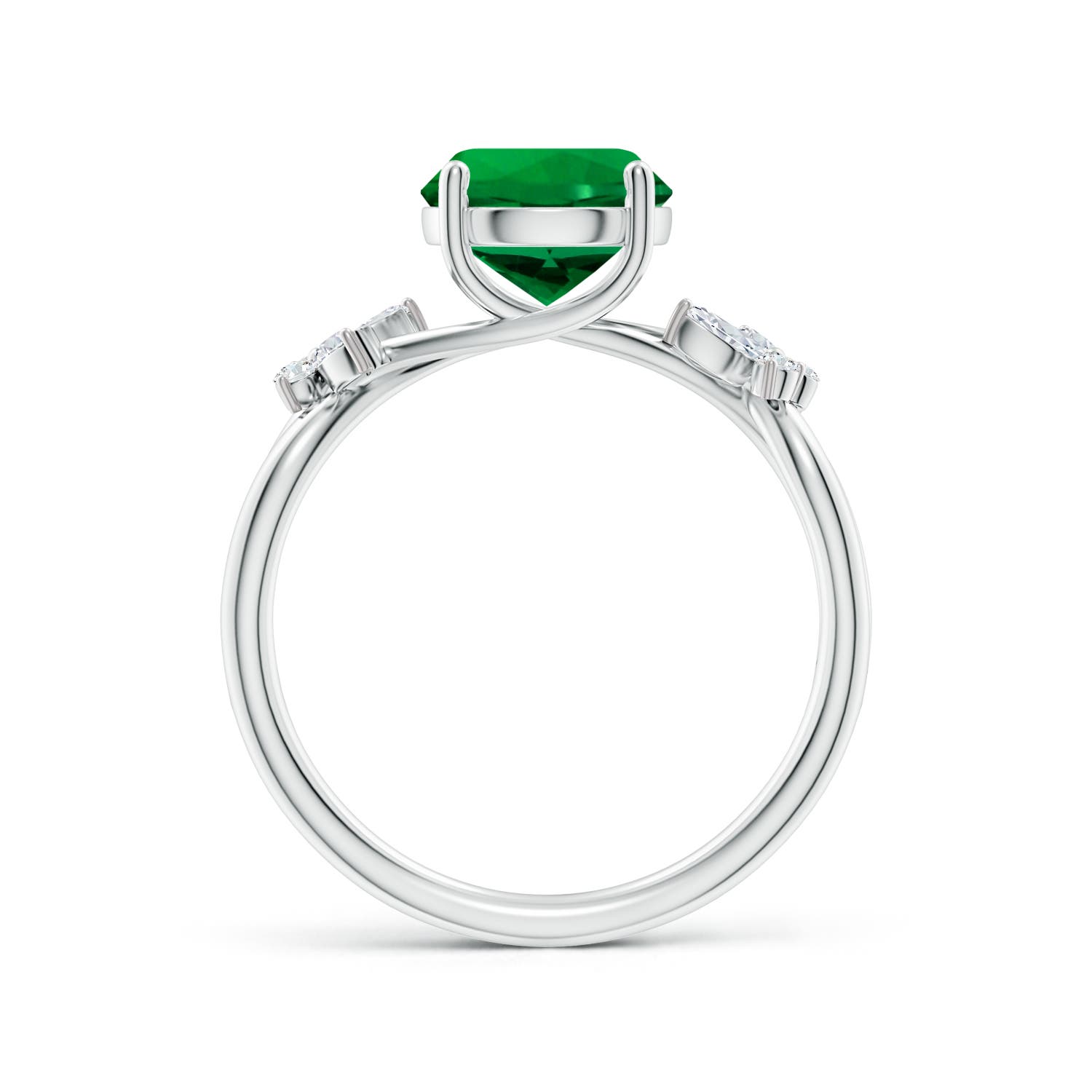 8mm Labgrown Lab-Grown Round Emerald Butterfly Engagement Ring in 18CT White Gold - side 3