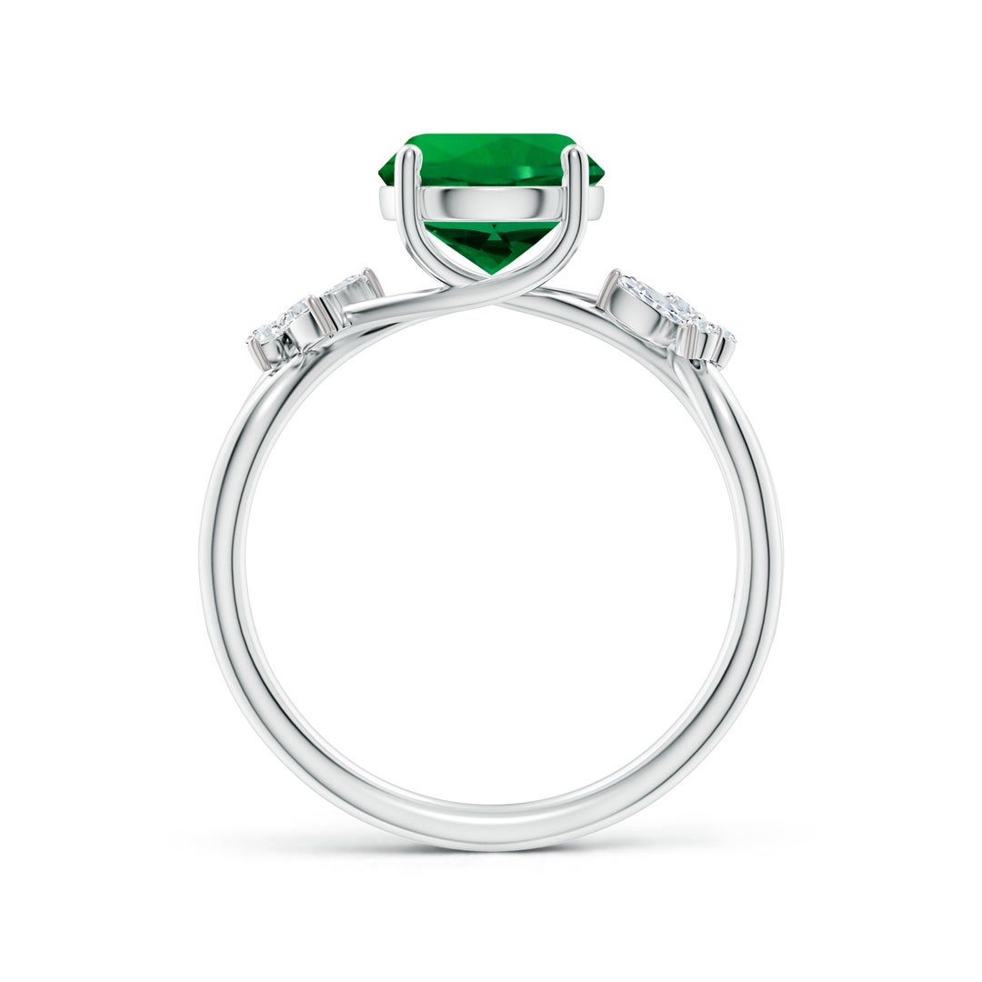 8mm Labgrown Lab-Grown Round Emerald Butterfly Engagement Ring in 18K White Gold - side 3