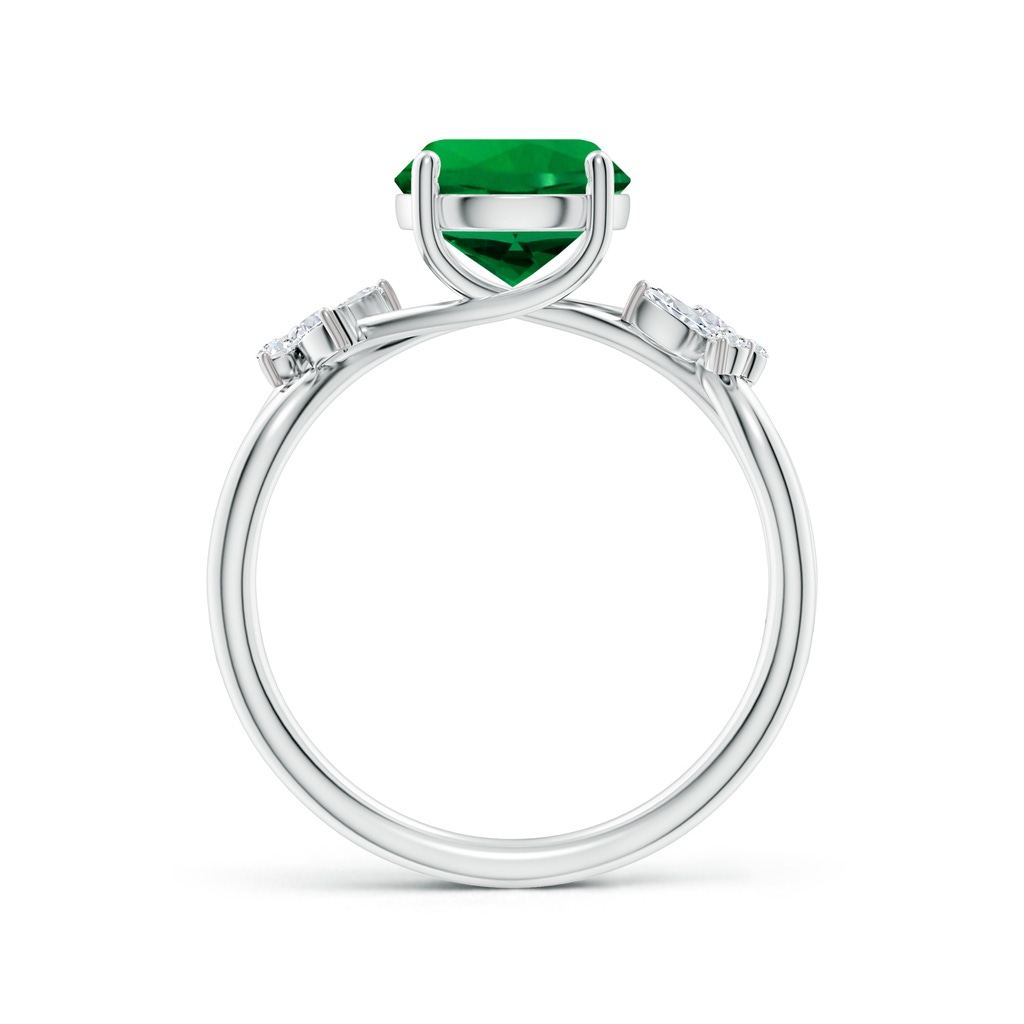 8mm Labgrown Lab-Grown Round Emerald Butterfly Engagement Ring in 18K White Gold - side 199