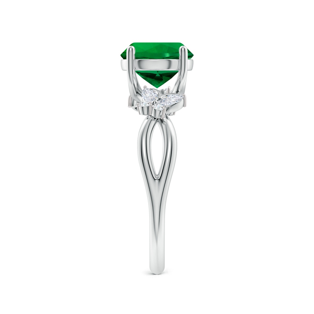 8mm Labgrown Lab-Grown Round Emerald Butterfly Engagement Ring in White Gold Side 299