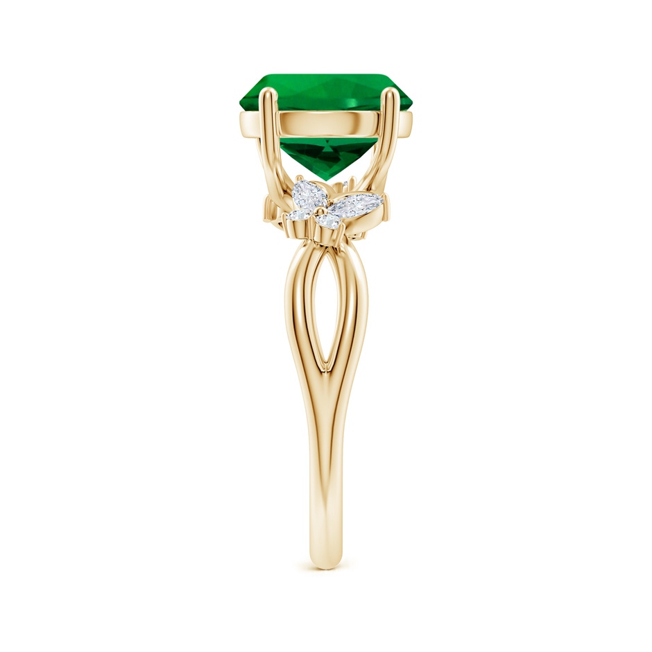 9mm Labgrown Lab-Grown Round Emerald Butterfly Engagement Ring in 18K Yellow Gold side 299