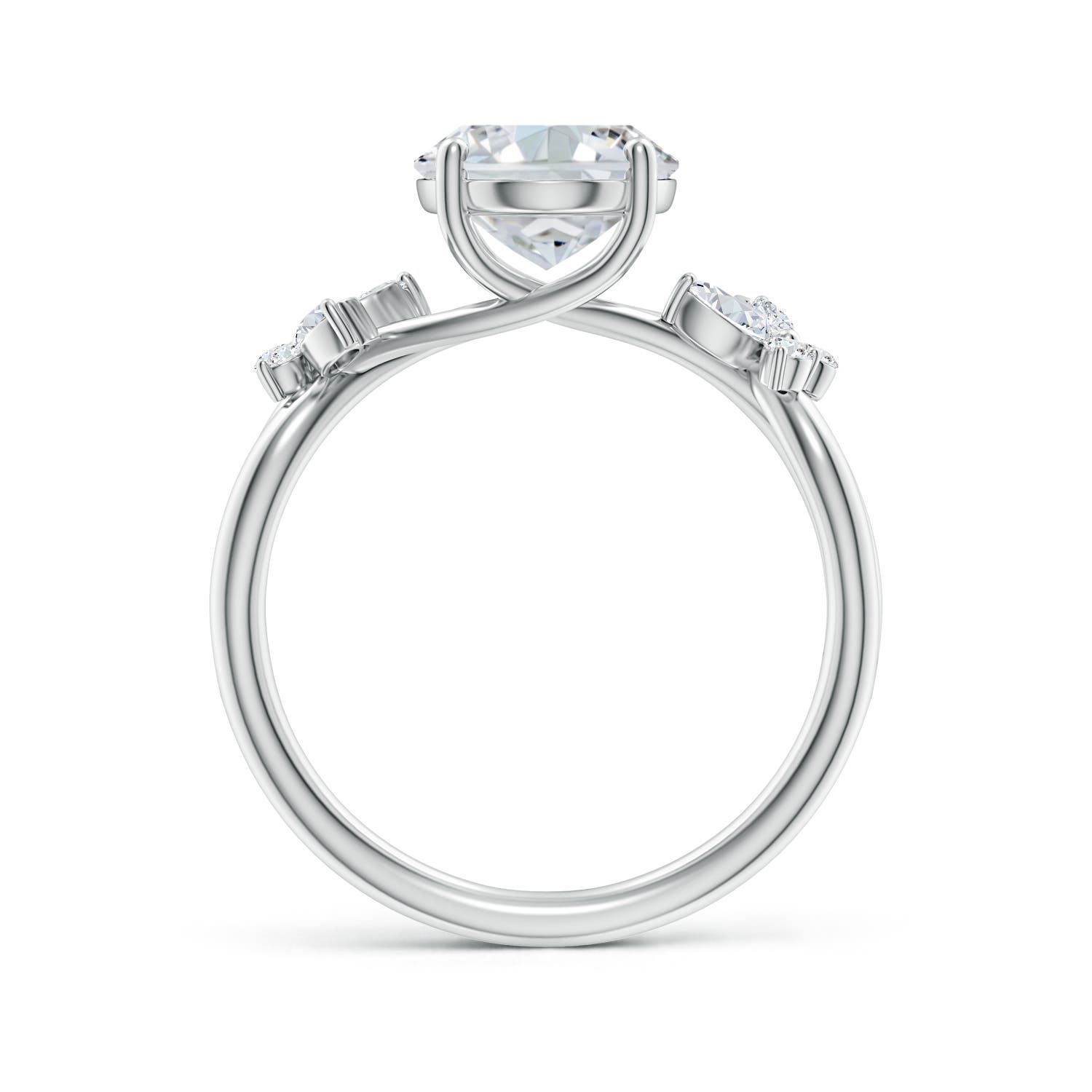 10x8mm FGVS Lab-Grown Oval Diamond Butterfly Engagement Ring in 18K White Gold