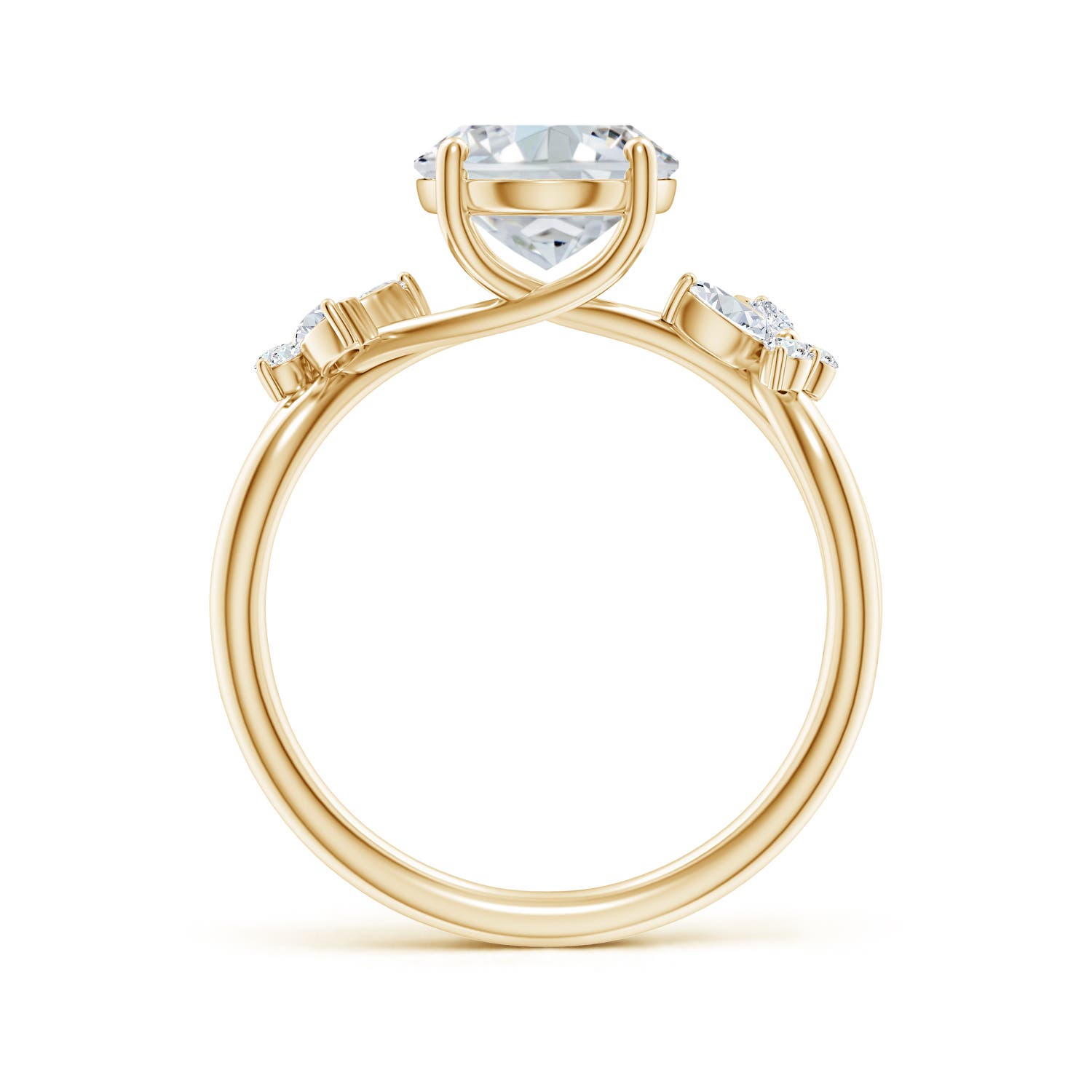 10x8mm FGVS Lab-Grown Oval Diamond Butterfly Engagement Ring in 18K Yellow Gold