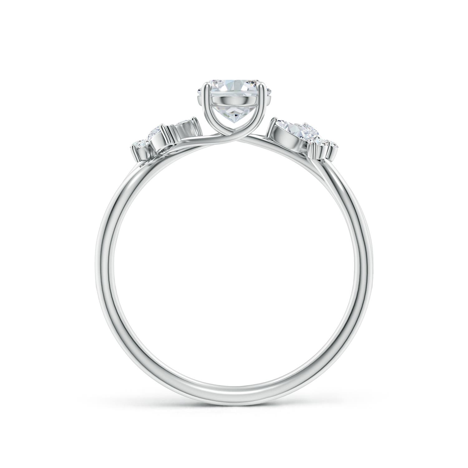 7x5mm FGVS Lab-Grown Oval Diamond Butterfly Engagement Ring in 18K White Gold