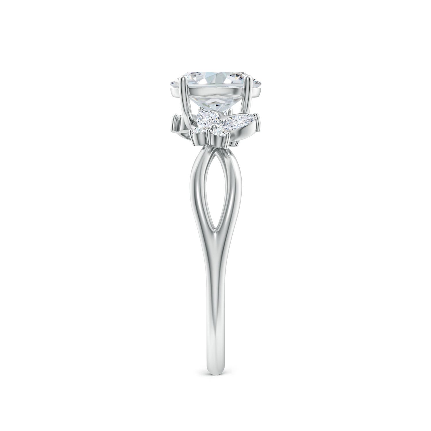 7x5mm FGVS Lab-Grown Oval Diamond Butterfly Engagement Ring in P950 Platinum - side 4