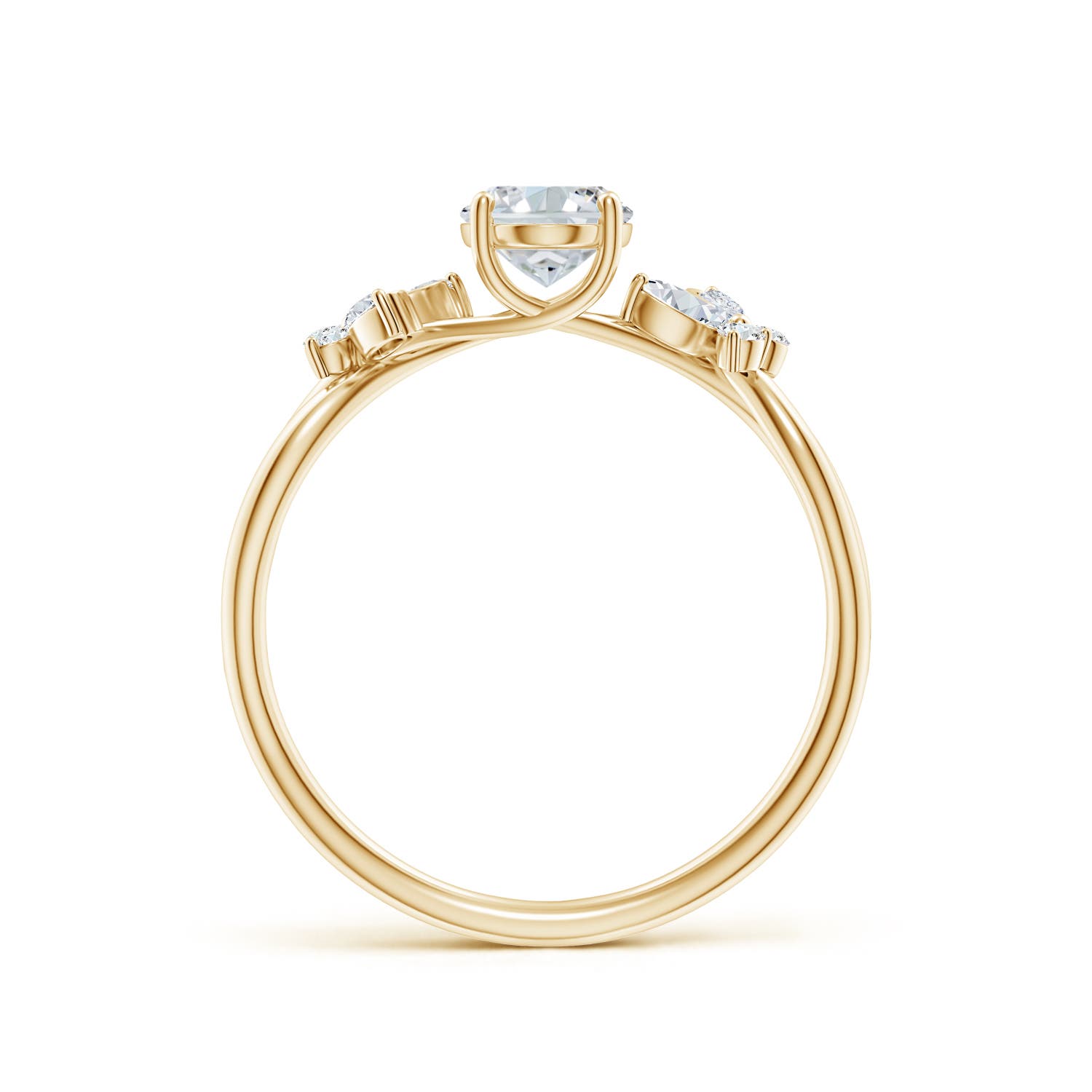 7x5mm FGVS Lab-Grown Oval Diamond Butterfly Engagement Ring in Yellow Gold