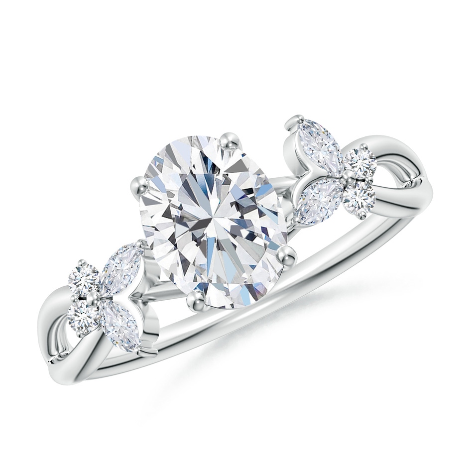 8x6mm FGVS Lab-Grown Oval Diamond Butterfly Engagement Ring in 18K White Gold 