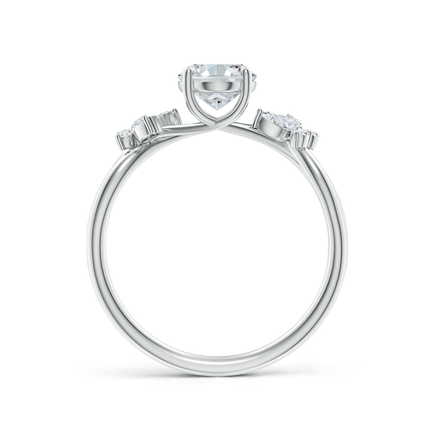 8x6mm FGVS Lab-Grown Oval Diamond Butterfly Engagement Ring in 18K White Gold - side 3
