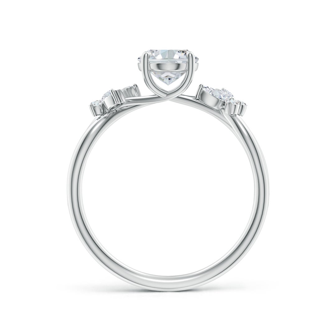 8x6mm FGVS Lab-Grown Oval Diamond Butterfly Engagement Ring in 18K White Gold - side 3