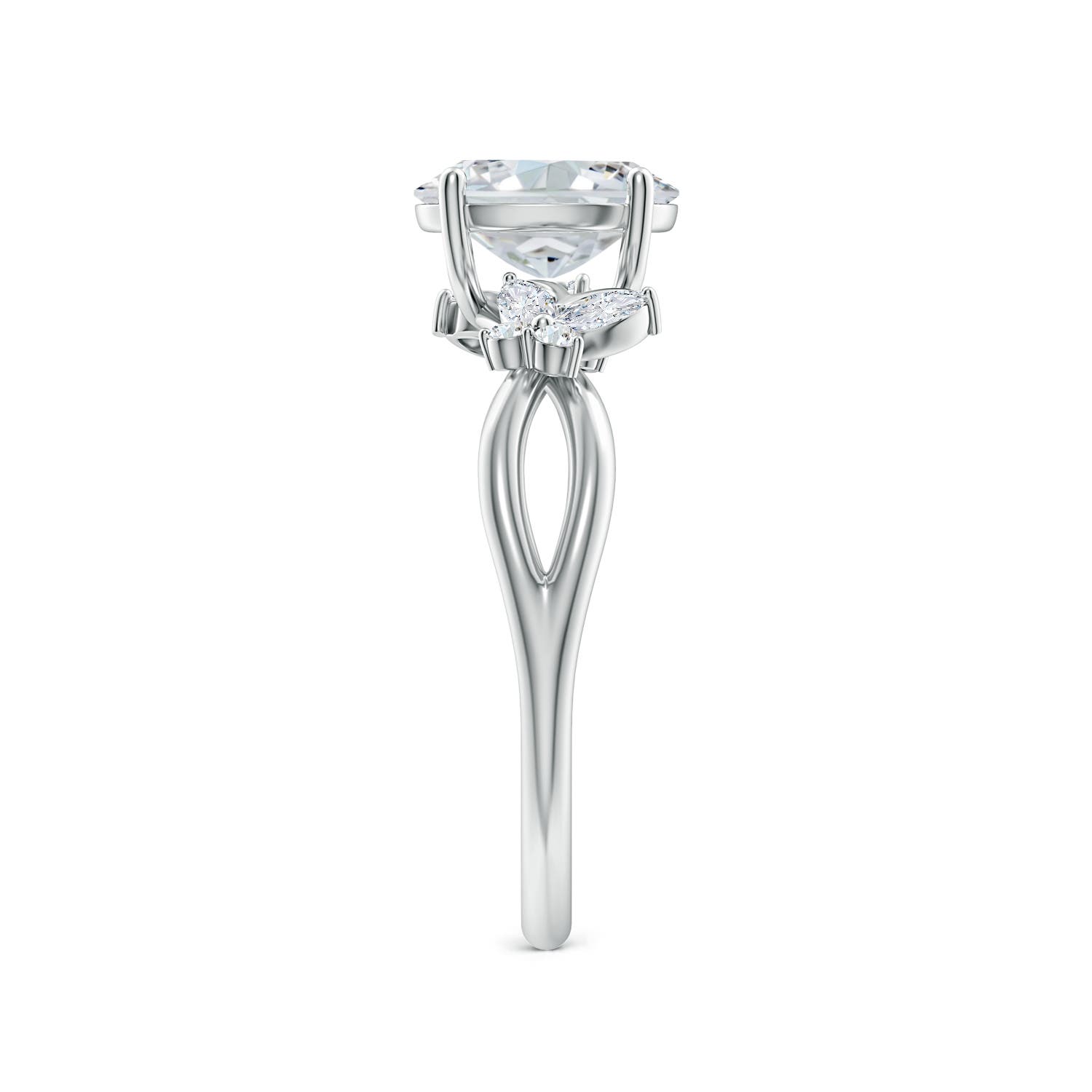 8x6mm FGVS Lab-Grown Oval Diamond Butterfly Engagement Ring in 18K White Gold - side 4