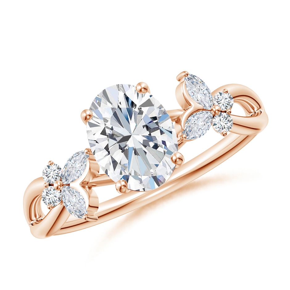 8x6mm FGVS Lab-Grown Oval Diamond Butterfly Engagement Ring in Rose Gold 