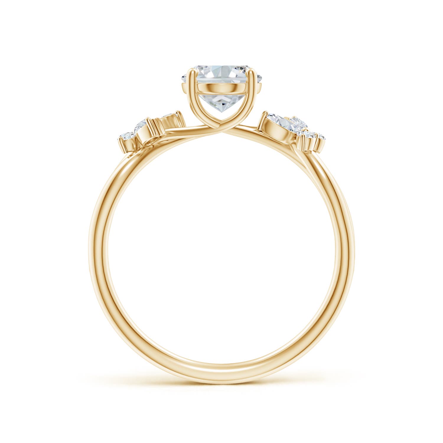 8x6mm FGVS Lab-Grown Oval Diamond Butterfly Engagement Ring in Yellow Gold