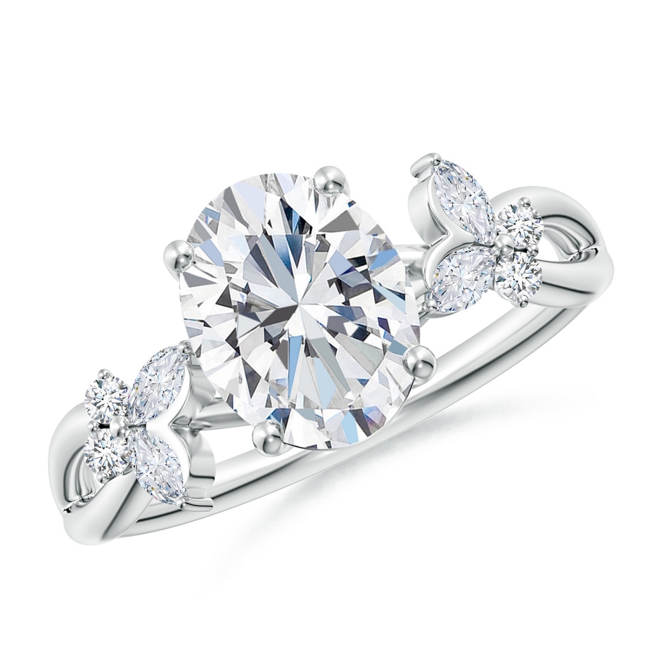 9x7mm FGVS Lab-Grown Oval Diamond Butterfly Engagement Ring in White Gold 