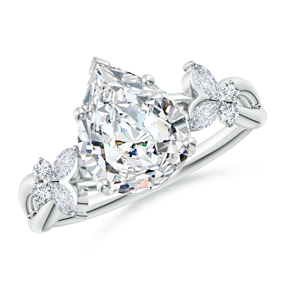 10x8mm FGVS Lab-Grown Pear-Shaped Diamond Butterfly Engagement Ring in White Gold 