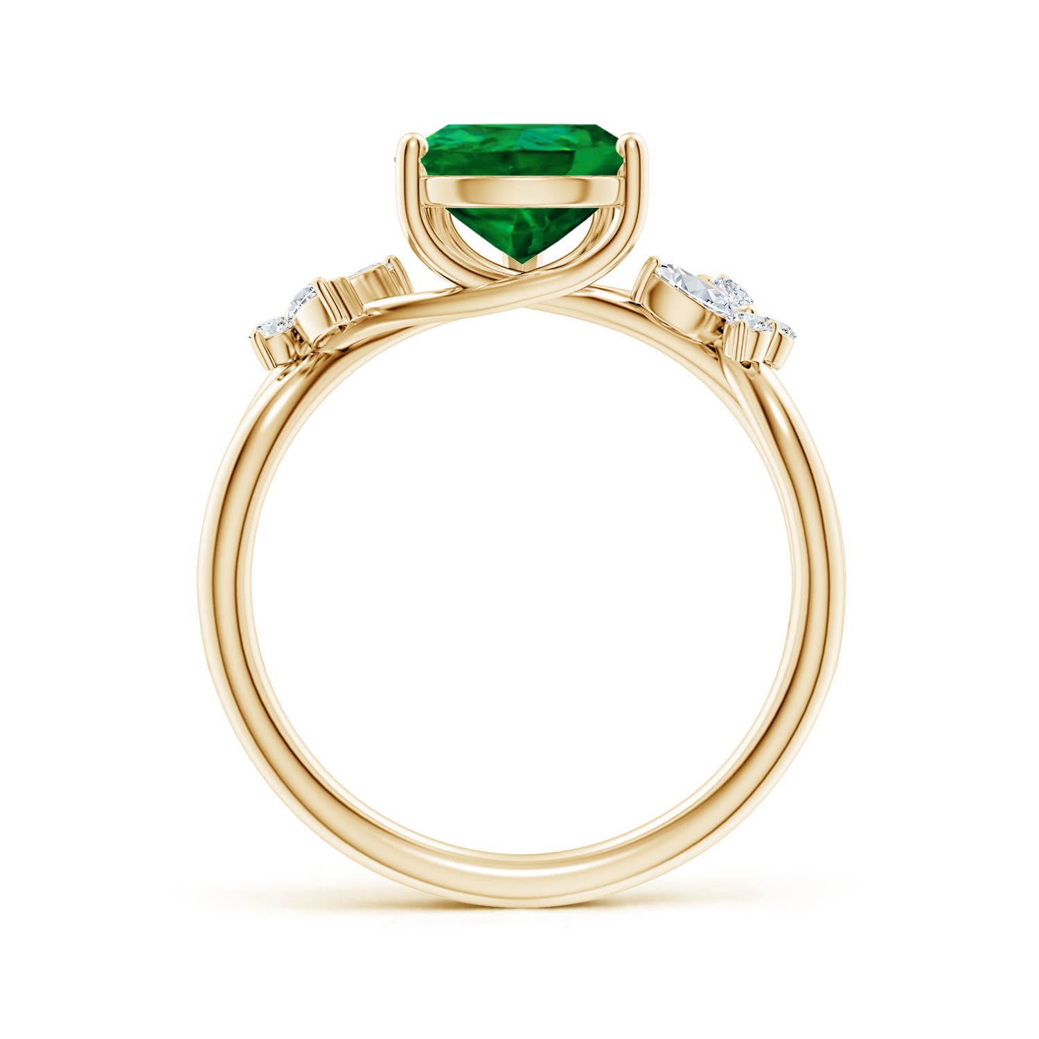 10x8mm Labgrown Lab-Grown Pear-Shaped Emerald Butterfly Engagement Ring in 18K Yellow Gold