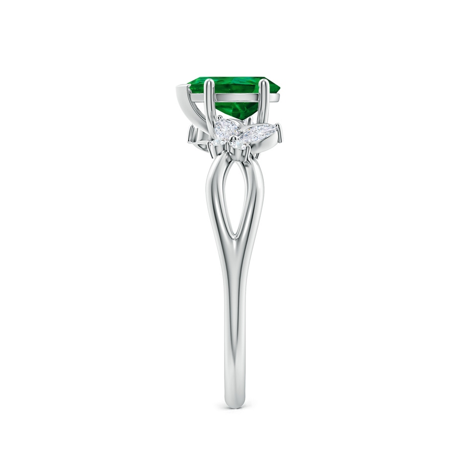 7x5mm Labgrown Lab-Grown Pear-Shaped Emerald Butterfly Engagement Ring in White Gold side 299