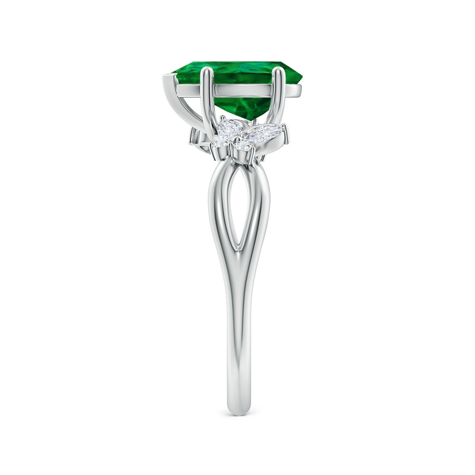 9x7mm Labgrown Lab-Grown Pear-Shaped Emerald Butterfly Engagement Ring in 18K White Gold side 299