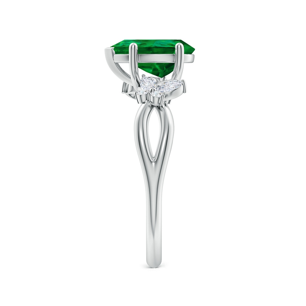 9x7mm Labgrown Lab-Grown Pear-Shaped Emerald Butterfly Engagement Ring in White Gold Side 299