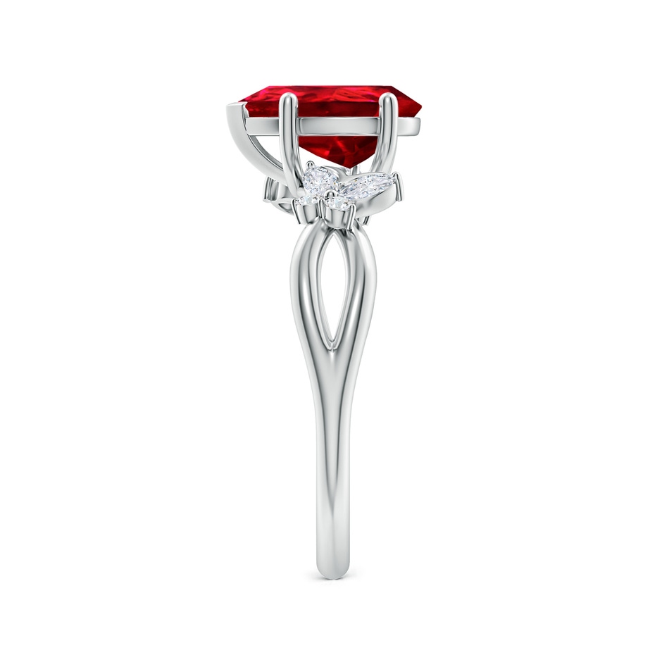 9x7mm Labgrown Lab-Grown Pear-Shaped Ruby Butterfly Engagement Ring in 18K White Gold side 299