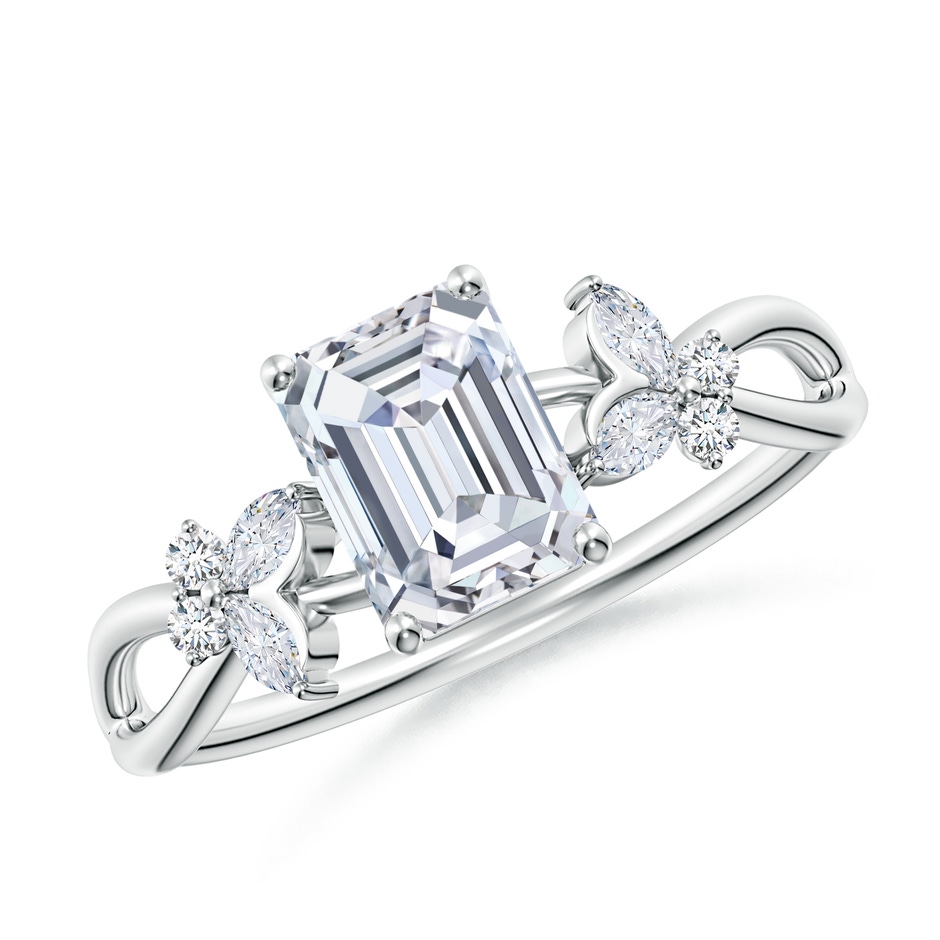 7x5mm FGVS Lab-Grown Emerald-Cut Diamond Butterfly Engagement Ring in White Gold 