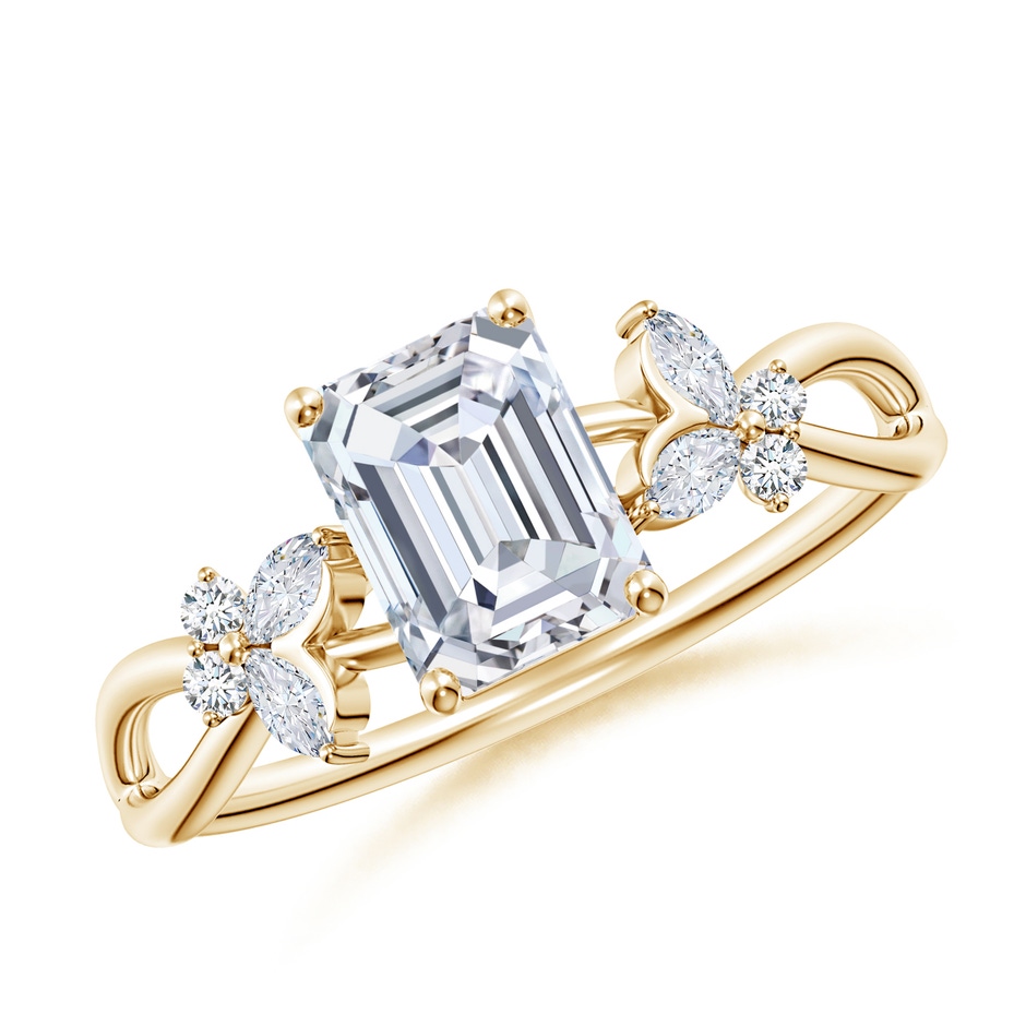 7x5mm FGVS Lab-Grown Emerald-Cut Diamond Butterfly Engagement Ring in Yellow Gold 