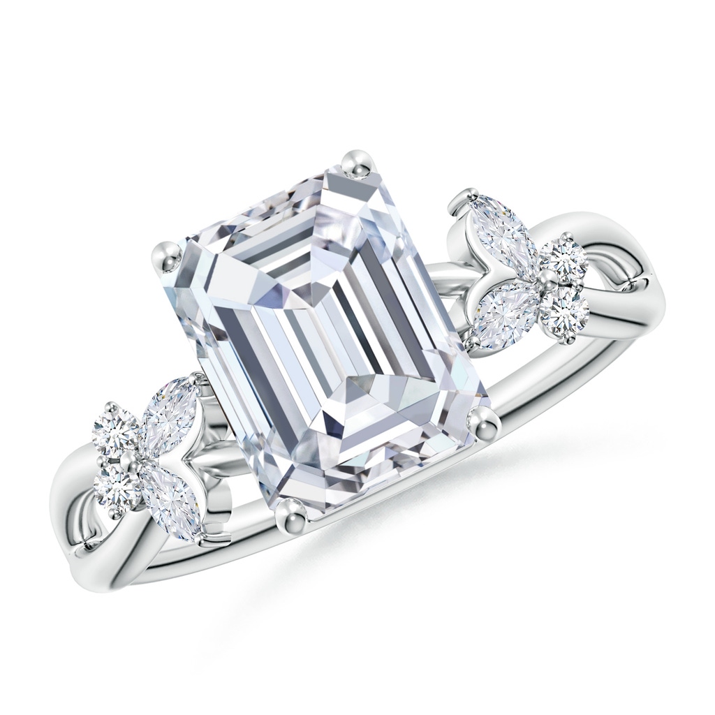 8.5x6.5mm FGVS Lab-Grown Emerald-Cut Diamond Butterfly Engagement Ring in White Gold
