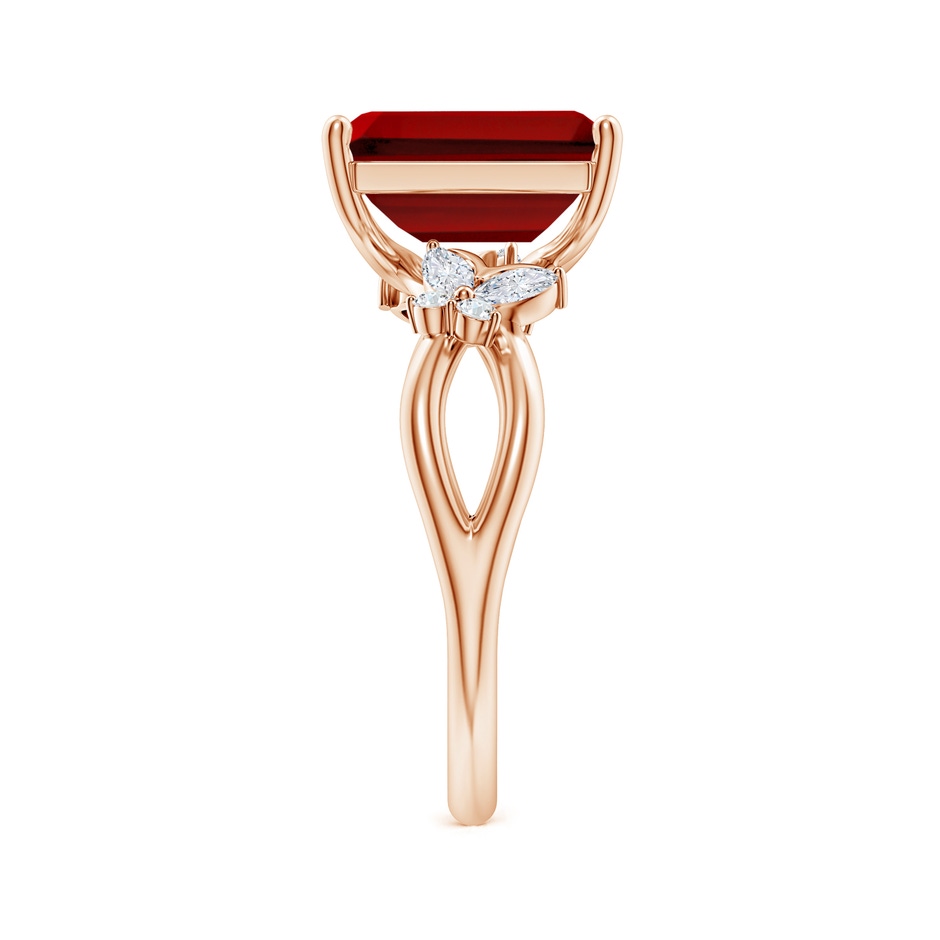 10x8mm Labgrown Lab-Grown Emerald-Cut Ruby Butterfly Engagement Ring in 18K Rose Gold side 299